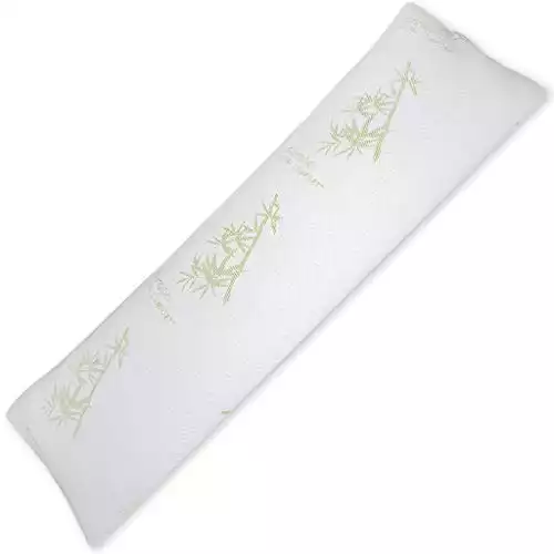 Hotel Comfort Memory Foam Body Pillow with Bamboo Hypoallergenic Cooling Cover