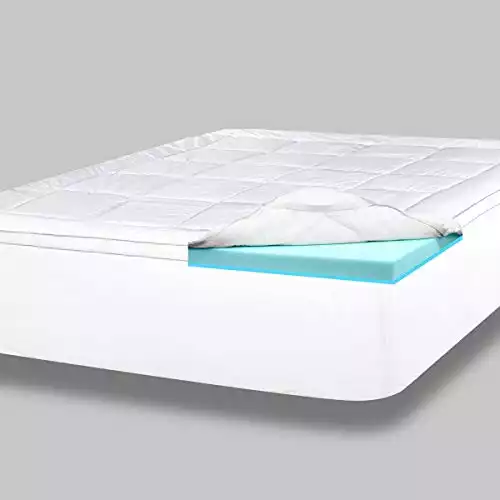 ViscoSoft 4 Inch Pillow Top Memory Foam Mattress Topper Queen | Serene Lux Dual Layer Mattress Pad