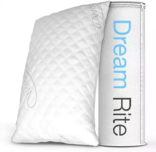WonderSleep Dream Rite Shredded Hypoallergenic Memory Foam Pillow Series Luxury Adjustable Loft Home Pillow Hotel Collection Grade Washable Removable Cooling Bamboo Derived Rayon Cover- Queen 1 Pack