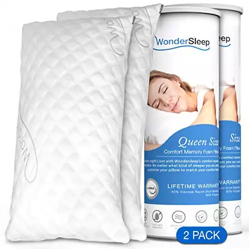 WonderSleep Pillow Premium Adjustable Loft - Set of 2x Queen