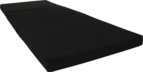 D&D Futon Furniture Black Trifold Foam Beds 3 x 27 X 75 Inch, Floor Tri-Fold Bed, High Density Foam 1.8 Pounds