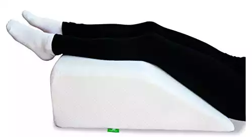 Post Surgery Elevating Leg Rest Pillow with Memory Foam Top - Best for Back, Hip and Knee Pain Relief, Foot and Ankle Injury and Recovery Wedge - Breathable and Washable Cover (8 Inch Elevator, White)
