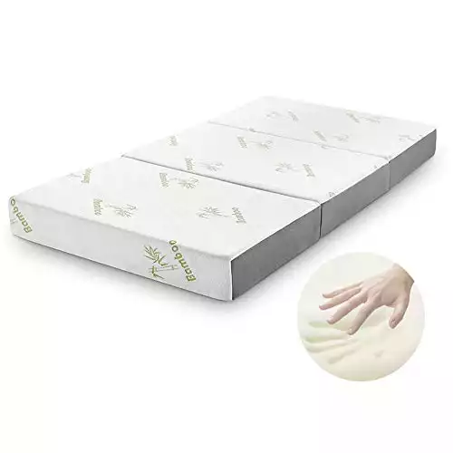 Folding Mattress, Inofia Memory Foam Tri-fold Mattress with Ultra Soft Bamboo Cover, Non-Slip Bottom & Breathable Mesh Sides - Full 6 Inches