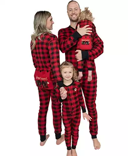 Lazy One Flapjacks, Matching Pajamas for The Dog, Baby & Kids, Teens, and Adults (Plaid Bear Cheeks, 6 MO)