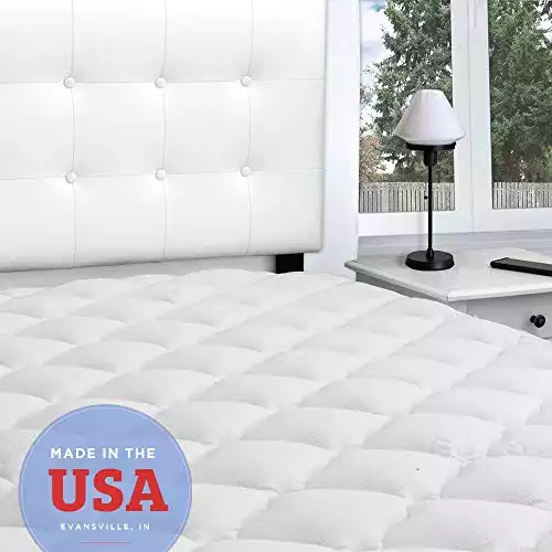 eLuxurySupply Rayon from Bamboo Extra Thick Mattress Topper with Fitted Skirt - Extra Plush Cooling Pad - Hypoallergenic - Proudly Made in The USA, California King