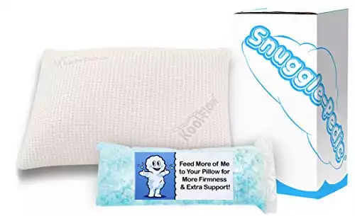 Snuggle-Pedic Supreme Plush Ultra-Luxury Hypoallergenic Bamboo Shredded Gel-Infused Memory Foam Pillow Combination with Adjustable Fit & Zipper Removable Kool-Flow Cooling Pillow Cover (Queen)