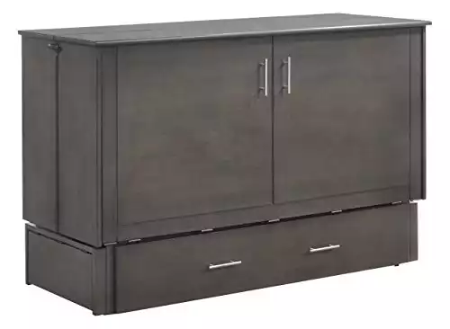 Night & Day Furniture MUR-SAGB STW and MND-GMF-TRI-QEN Sagebrush Murphy Cabinet Bed with Mattress, Queen, Stonewash