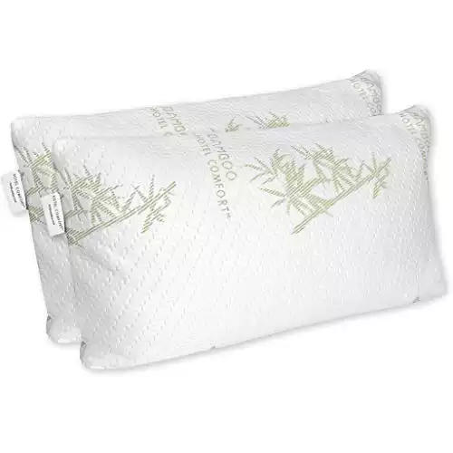 Hotel Comfort Premium Adjustable Memory Foam Pillow Ultra-Soft Bamboo Cover - Queen Size