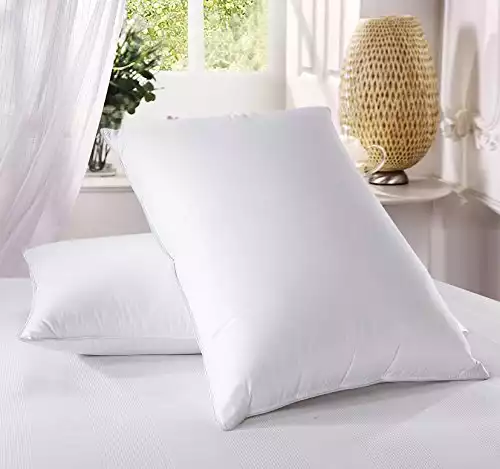 Royal Hotel Soft Down Pillow, 500 Thread Count 100% Cotton, Standard Down Pillows, Standard/Queen Size, Soft Pillows, Set of 2