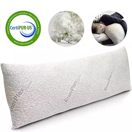 EnerPlex Never-Flat Body Pillow with Adjustable Shredded Memory Foam