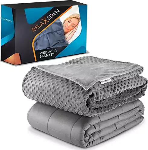 RELAX EDEN Adult Weighted Blanket W/Removable, Washable Duvet Cover| 20 lbs, 60”x 80” Size| Heavy Glass Micro-Beads| Supreme Sleeping Comfort for Adults| Hot & Cold Sleeping| 100% Soft Cotton ...